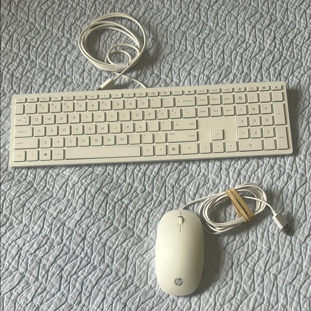HP White Wired Keyboard and Mouse Combo